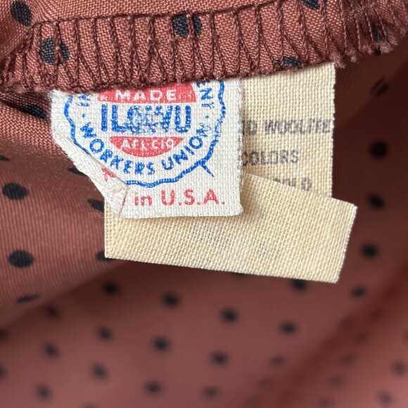 Givenchy Sport Vintage Brown & Black Polka Dot Button Down Blouse - Size 12 - Picture 4 of 8